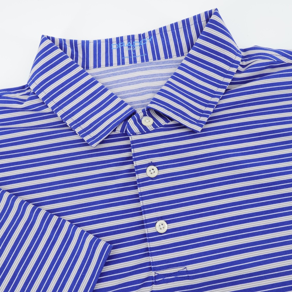 B DRADDY SPORT‎ Men's Blue White Stripe Golf Polo Shirt Size Large Performance